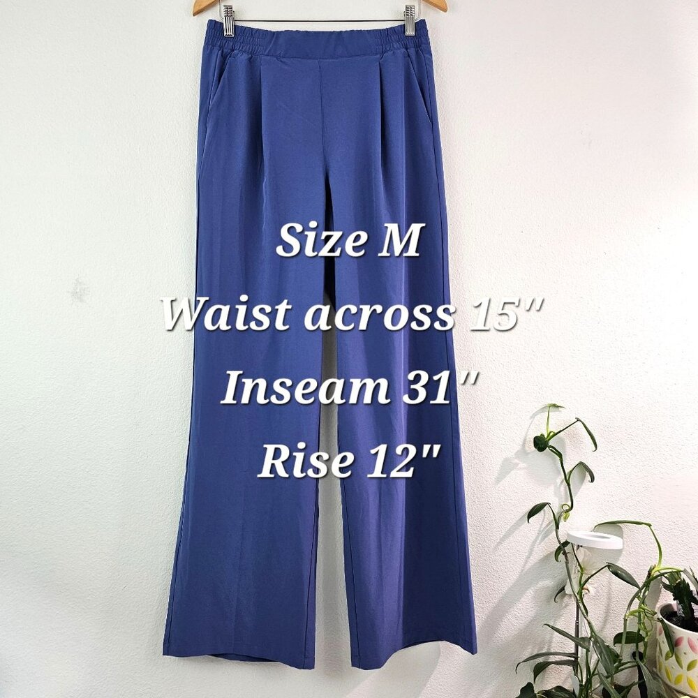 YOGALICIOUS Womens Sz M Beckham Pull-On Trouser Pants Straight Leg Pockets Blue - Picture 4 of 9